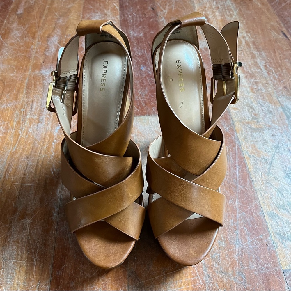 Express Strappy Heels Brown Size 8 A